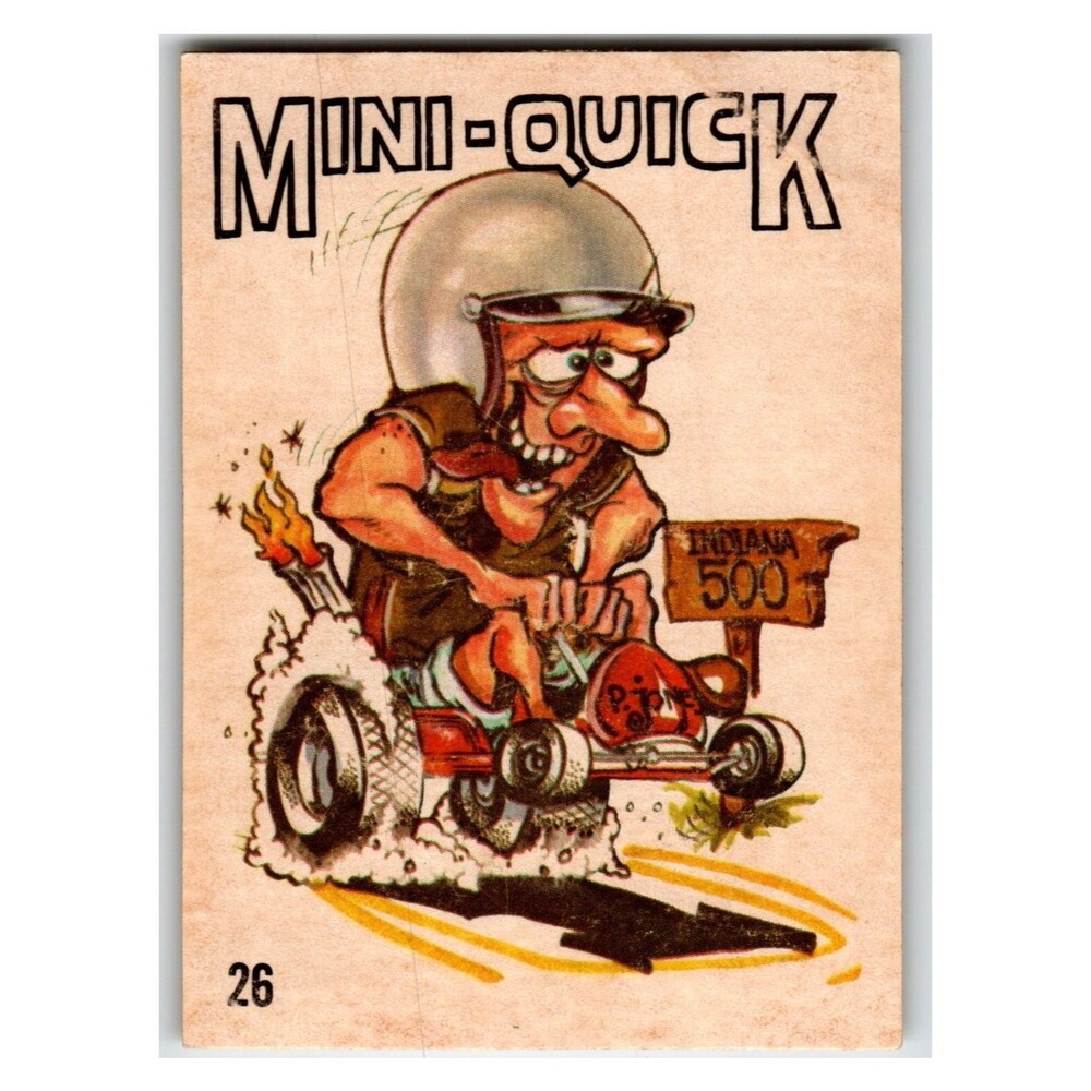 Odd Rods 1969 Series Vintage MINI-QUICK Sticker #26 Cartoon Hot Rod Indiana 500